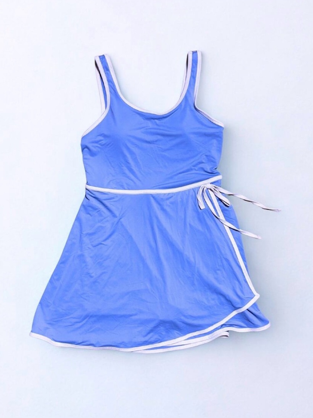 Arizona Jean Co Sky Blue White Contrast Trim Athletic Wrap Dress Built In Shorts